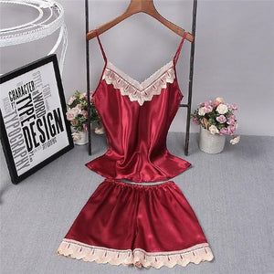 Red Women Lace Kimono Robe Set Lady Satin Bathrobe Bride Bridesmaid Wedding Robe Dress Gown Sexy Nightgown Sleepwear M L XL