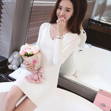 Load image into Gallery viewer, ROPALIA Women Sexy Sweater Dress Autumn Winter Fashion V Neck Bodycon Basic Mini Solid Color Knitted Dress Pullover Maxi Dress