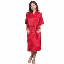 Load image into Gallery viewer, Red Plus Size Long Bride Bridesmaids Robe Sexy Lingerie Women&#39;s Wedding Party Kimono Robes Night Dress Woman Sleepwear Pajamas
