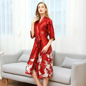 Sexy Women New Printed Robe Classic Red Animals Sleepwear Home Dress Bridesmaid Bride Wedding Robes Kimono Nightwear Bath Gown